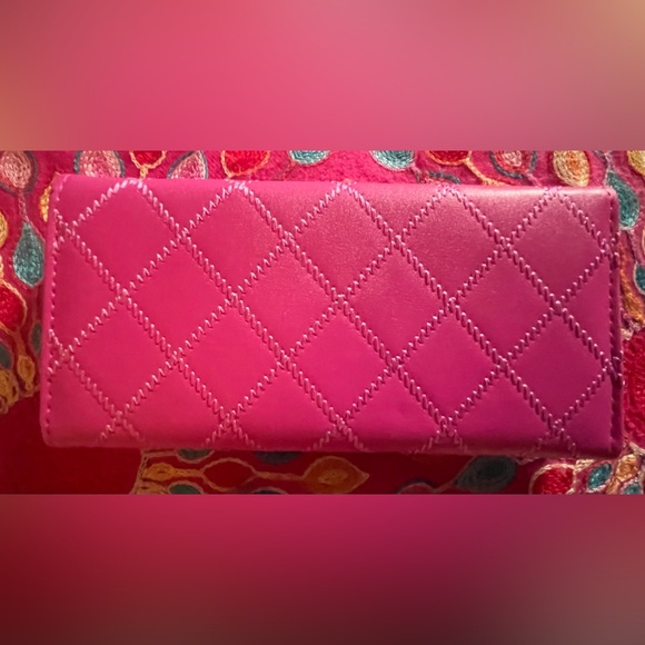 Bright Barbie pink quilted wallet. Approximately 8 x 4”. NWOT - Picture 2 of 6